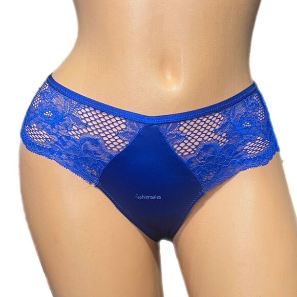 Victorias Secret Very Sexy Satiny fishnet lace Supersoft Satin Cheeky panty - Picture 1 of 7